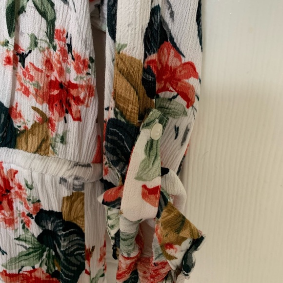 Hilary Radley Tropical Floral Tie Waist Tunic Blouse Dainty Feminine - Picture 4 of 9